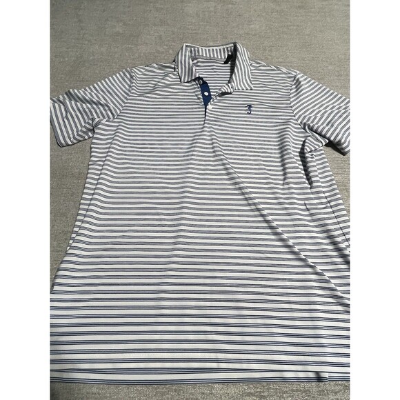 Adidas Shirt Men’s Large Polo Blue Stripes With Logo - Picture 4 of 11